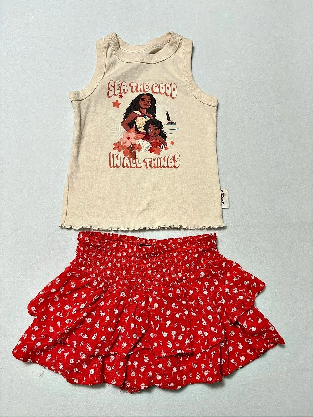 Disney Moana 2 Girls Floral Matching Set Size Small 6-7